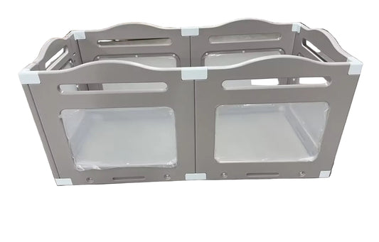 Transparante Puppyren – Hondenren – Puppybox – Speelren – Scheidingswand – Acrylpaneel – Inklapbaar Met Deur – 129x68x60 cm - QUORE