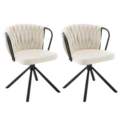 Draaibare Eetkamerstoelen – Eetstoel – Bureaustoel – Leesstoel – Zitstoel – 360° Draaibaar – Velvet Bekleding – Metalen Poot