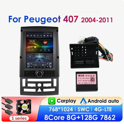 9,7 Inch Android Multimediasysteem – Autoradio – GPS Navigatie – CarPlay – 4G Verbinding – Groot Touchscreen – Smartphone Integratie – Peugeot 407 2004-2011