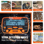 VEVOR Metaaldetector - LCD display - Voor kinderen en volwassenen - 7 Standen - Verstelbare hoogte - Waterdicht - Lichtgewicht - QUORE