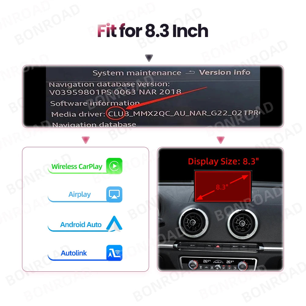 CarPlay Adapter – Wireless CarPlay Dongle – Android Auto Adapter – Draadloze Auto Adapter – Carplay Box – Bluetooth Connectie – Geschikt voor Audi A3 8.3 Inch Scherm - QUORE