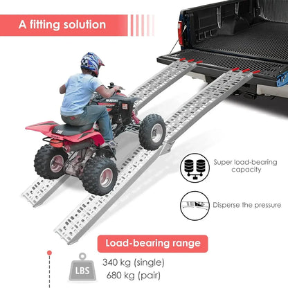 Opvouwbare Aluminium Oprijplaat – Oprijbaan – Laadplank – Laadrooster – Laadhelling – Maximaal Draagvermogen 680kg – Antislip Oppervlak