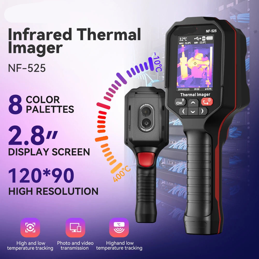 Warmtebeeldcamera – Infraroodcamera – Thermische Camera – IR Camera – Diagnostische Camera – 720p Kleurendisplay – Meetbereik -10°C Tot 400°C – 8 GB Opslag