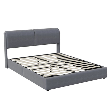 Bedboxspring – Boxspring Bed – Velvet Bed – Bed Met Opbergruimte – Hydraulische Opbergruimte – Verstelbaar Hoofdbord – LED-Verlichting