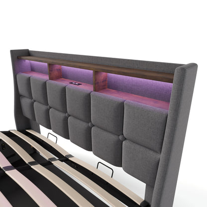 Halfhoog bed – Halfhoogslaper – Kinderbed – Hoogslaper met bureau – Kindermeubel – Met bureau en opbergruimte – Veilig met reling – Inclusief stofopbergboxen – Exclusief matras – 90x200 cm – Wit met grijze accenten