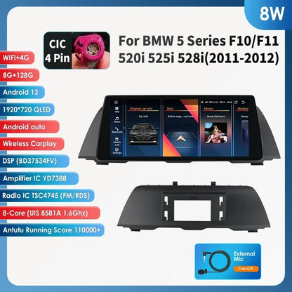 AI Intelligent Player 2din Android Car Radio Multimedia Video Player for BMW 5 Series F10 F11 F12 CIC NBT GPS Nav Carplay 4G RDS