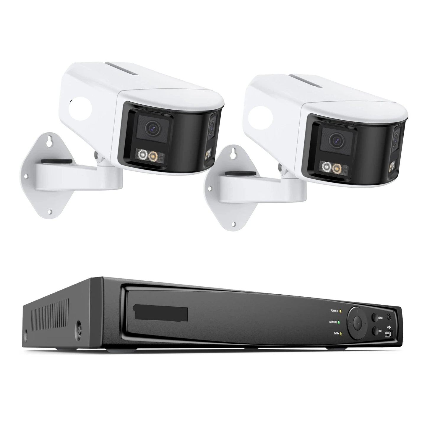 Beveiligingscamerasysteem - Camerabewaking - Beveiligingscamera - POE Camera Kit - Tweeweg Audio - 8CH NVR - 2 Camera's - Weerbestendig - Nachtzicht & Bewegingsdetectie - Binnen en Buiten - Beugel Houder - Ingebouwde HDD: Geen