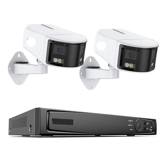 Beveiligingscamerasysteem - Camerabewaking - Beveiligingscamera - POE Camera Kit - Tweeweg Audio - 8CH NVR - 2 Camera's - Weerbestendig - Nachtzicht & Bewegingsdetectie - Binnen en Buiten - Beugel Houder - Ingebouwde HDD: Geen