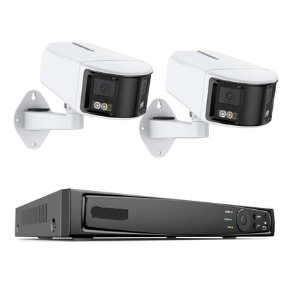 Beveiligingscamerasysteem - Camerabewaking - Beveiligingscamera - POE Camera Kit - Tweeweg Audio - 8CH NVR - 2 Camera's - Weerbestendig - Nachtzicht & Bewegingsdetectie - Binnen en Buiten - Beugel Houder - Ingebouwde HDD: 4T