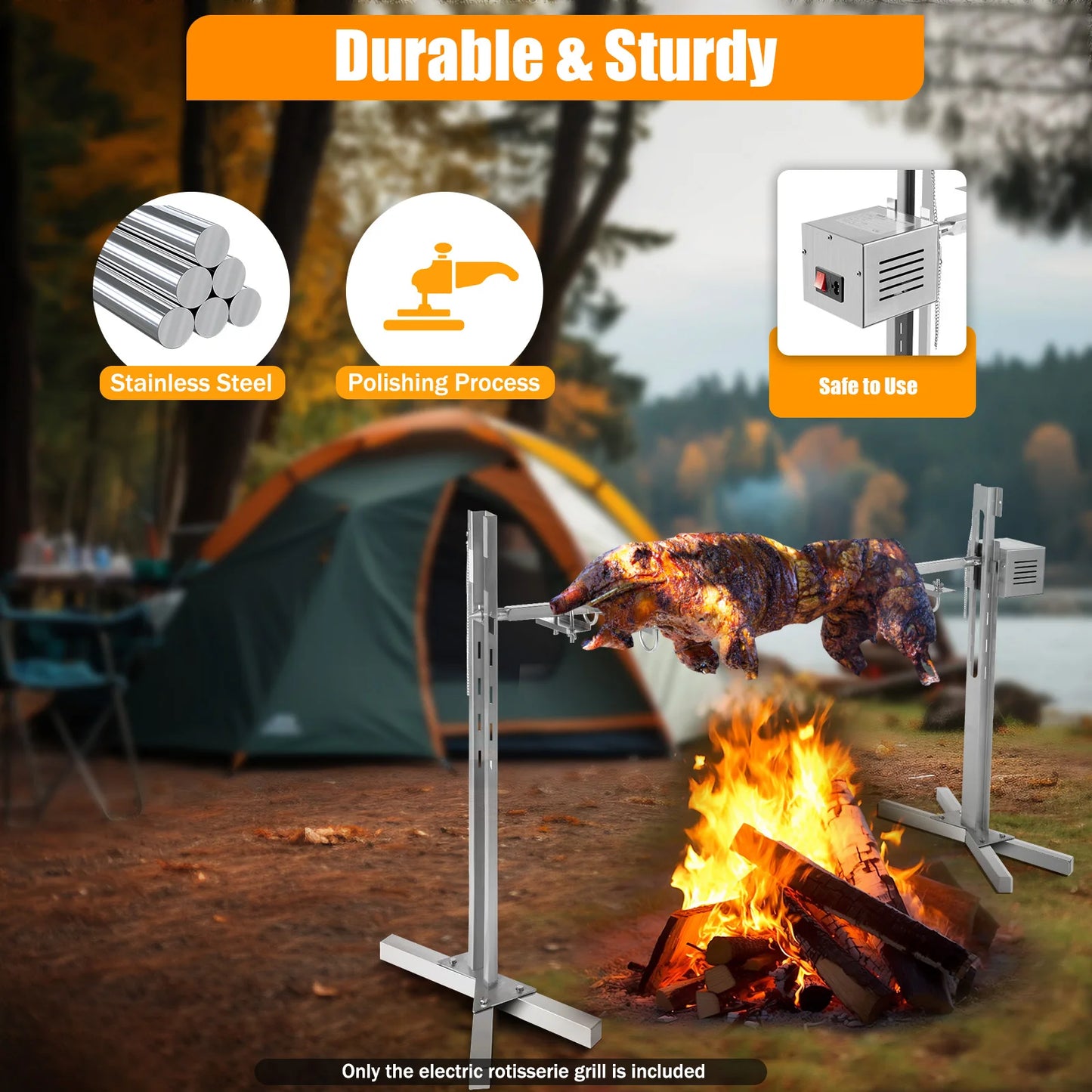 Elektrische Rotisserie – Barbecue Grill – Spit Grill – BBQ Draaispit – Roestvrij Staal – 360° Automatische Rotatie – Max 40 Kg Draagkracht