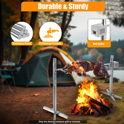 Elektrische Rotisserie – Barbecue Grill – Spit Grill – BBQ Draaispit – Roestvrij Staal – 360° Automatische Rotatie – Max 40 Kg Draagkracht