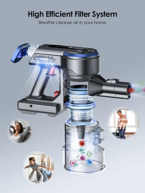 Cordless Stick Vacuum Cleaner - Stick Vacuum Cleaner - Vacuum Cleaner - Cordless Stick Vacuum Cleaner - Powerful Suction - 27000PA - &lt;500w - Yellow - Portable Cordless Vacuum Cleaner