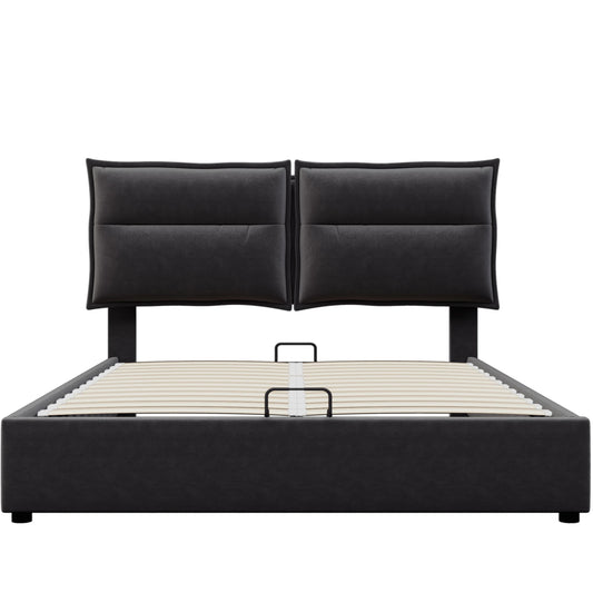 Bedboxspring – Boxspringbed – Opbergboxspring – Tweepersoonsbed – Fluwelen Bed – 140x200 cm – Verstelbaar Hoofdbord – Hydraulische Opbergruimte