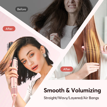 Airstyler – Föhnborstel – Multistyler 5-in-1 – Bescherming tegen Hitteschade – Krachtige Motor – Geschikt voor Lang en Kort Haar – Roze