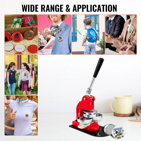 Knoopmachine - met knoopdelen - Ergonomische booghandgreep - Maker voor DIY-knoppen - met 32mm-500 stuks - Rood - QUORE