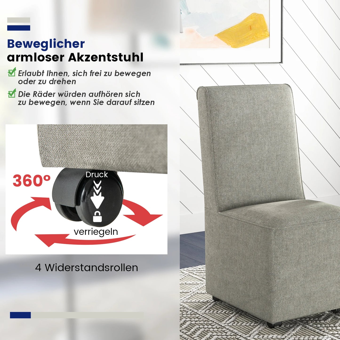 Elegante Houten Eetkamerstoel in Grijs – Comfortabele Gestoffeerde Zitting – Klassieke Hoge Rugleuning – Stevig Houten Frame – Geschikt voor Keuken, Eetkamer of Woonkamer – 47 x 60,5 x 98 cm