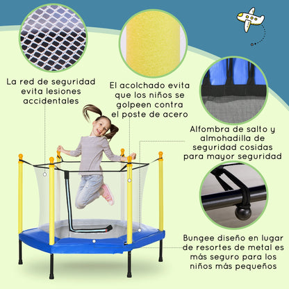 Trampoline voor Kinderen 3-6 Jaar - Veiligheidsnet - 122x122x97 cm - Blauw/Pink - Balance Training