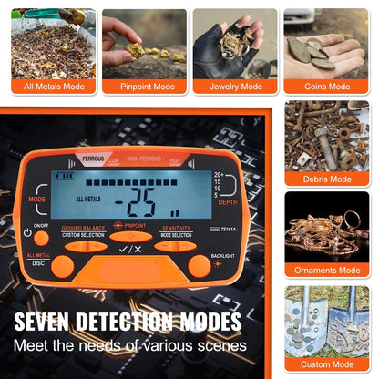 Metaaldetector - Professionele Metaaldetector - Onder Water Metaaldetector - Metaalzoekapparaat - 7 Modi - LCD Display - IP68 Waterdichte Spoel - Verstelbare Steel - 156A - Inclusief Accessoires