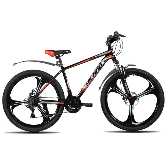 HILAND Mountain Bike, 3 Spokes, 18 Speeds Drivetrain, Aluminum Frame 26 Inch Wheels, Disc-Brake Bike for Men Women Men's MTB - QUORE