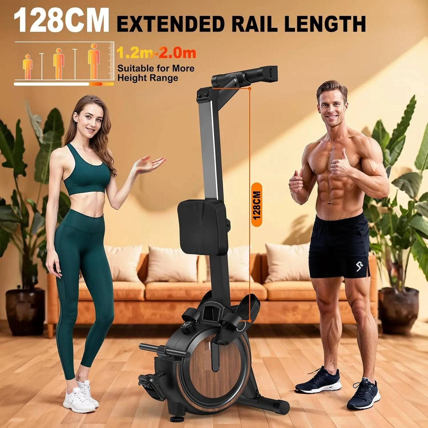 Roeitrainer – Roeimachine – Fitnessapparaat – Home Trainer – Cardio Trainer – 16 Niveaus Magnetische Weerstand – Ondersteunt Tot 150 Kg - Zwart - QUORE