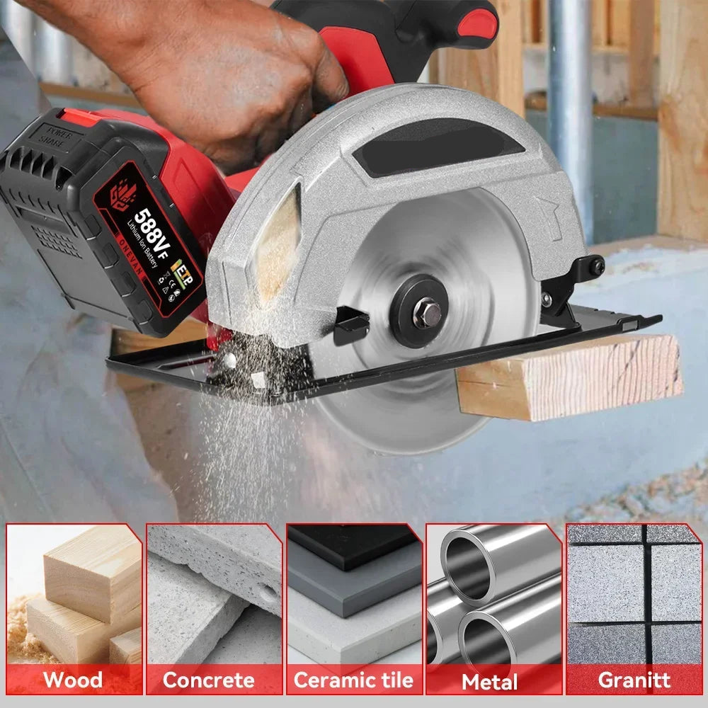Elektrische Cirkelzaag - Zaag - Borstelloze - Efficiënt Houtbewerking Gereedschap - 7 Inch - 185mm - 11000RPM - LED & Draadloos - Zonder Batterij