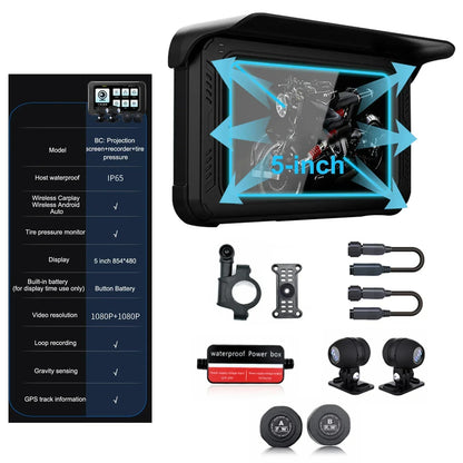 Motor GPS – Motornavigatie – Navigatiesysteem – Motorfiets GPS – CarPlay Navigator – Waterdicht IP65 – 5 Inch Scherm