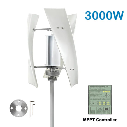 3000W Verticale Windturbine – Windgenerator – Windmolen – Energieopwekker – Alternatieve Energie – 12V Met MPPT Controller – Stil En Efficiënt