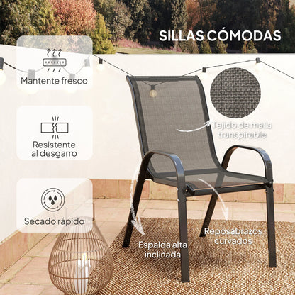 Tuinmeubelset - Tuinset - Bistroset - Tuintafel met Stoelen - Balkonset met Kussen - Glas Tafelblad - Stoelen & Tafel - voor Tuin - Terras - Balkon - Buiten - Metaal - Zwart