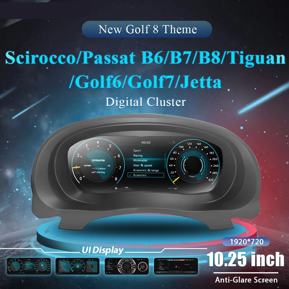 12.3'' LCD Digitaal Dashboard – Digitaal Meterpaneel – Auto Display – Instrumentenpaneel – Cockpit Display – Plug-and-Play Installatie – HD IPS Scherm