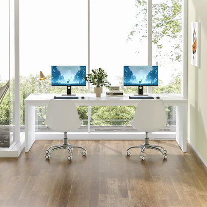 Bureau - Computerbureau - Kantoor Tafel - Werktafel - 180x60cm - Metaal Frame - Rechthoekig - voor Thuiswerkplek - Vergadertafel - Robuust - Wit - QUORE
