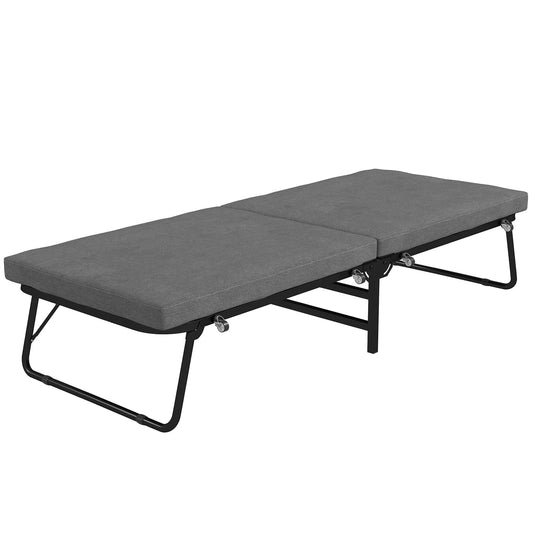 Inklapbaar Logeerbed – Opvouwbaar Bed – Gastbed – Extra Bed – Verstelbare Rugleuning – 7 Cm Schuimmatras – Draagvermogen 120 Kg - 70x190 cm