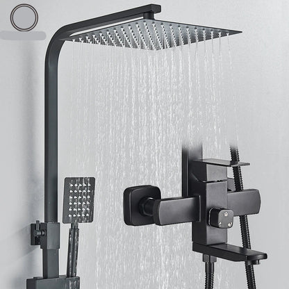 Douche - Regendouche - Douchewand - Douchekolom - Douchepanelen - Mat Zwarte Regendouche Set - 8 Inch Douchekop - Hoogdruk Mengkraan - Verstelbaar 70-110 cm - Wandmontage & Opbergrek