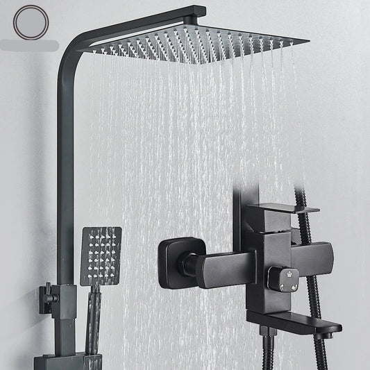 Douche - Regendouche - Douchewand - Douchekolom - Douchepanelen - Mat Zwarte Regendouche Set - 8 Inch Douchekop - Hoogdruk Mengkraan - Verstelbaar 70-110 cm - Wandmontage & Opbergrek