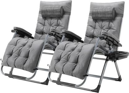 Zero Gravity Ligstoel – Relaxstoel – Tuinstoel – Campingstoel – Buitenzitje – Verstelbare Rugleuning – Waterafstotend Kussen - Grijs - QUORE