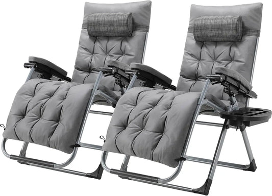 Zero Gravity Ligstoel – Relaxstoel – Tuinstoel – Campingstoel – Buitenzitje – Verstelbare Rugleuning – Waterafstotend Kussen - Grijs - QUORE