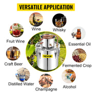 Vevor - Beer Distiller 20L - Manual - Stainless Steel - Versatile Solution for Brewing and Distilling - Silver