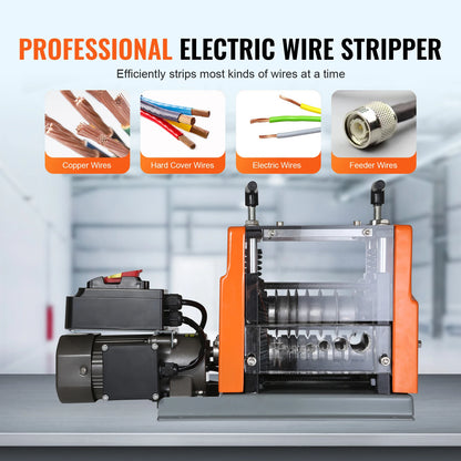 SucceBuy 60W 1.5-25mm Electric Wire Stripping Machine Visible Stripping Depth 6 Round+1 Flat Channels for Scrap Copper Recycling - QUORE