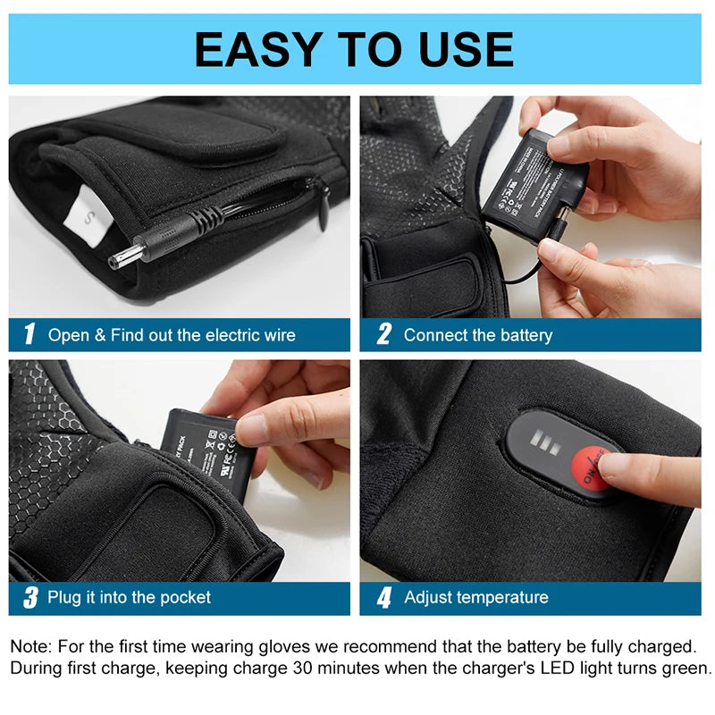 Verwarmde Handschoenen – Handschoen Voering – Elektrische Handschoenen – Winterhandschoenen – Oplaadbare Handschoenen – XL/XXL – 3 Warmtestanden – Ademend Polyester & Katoen