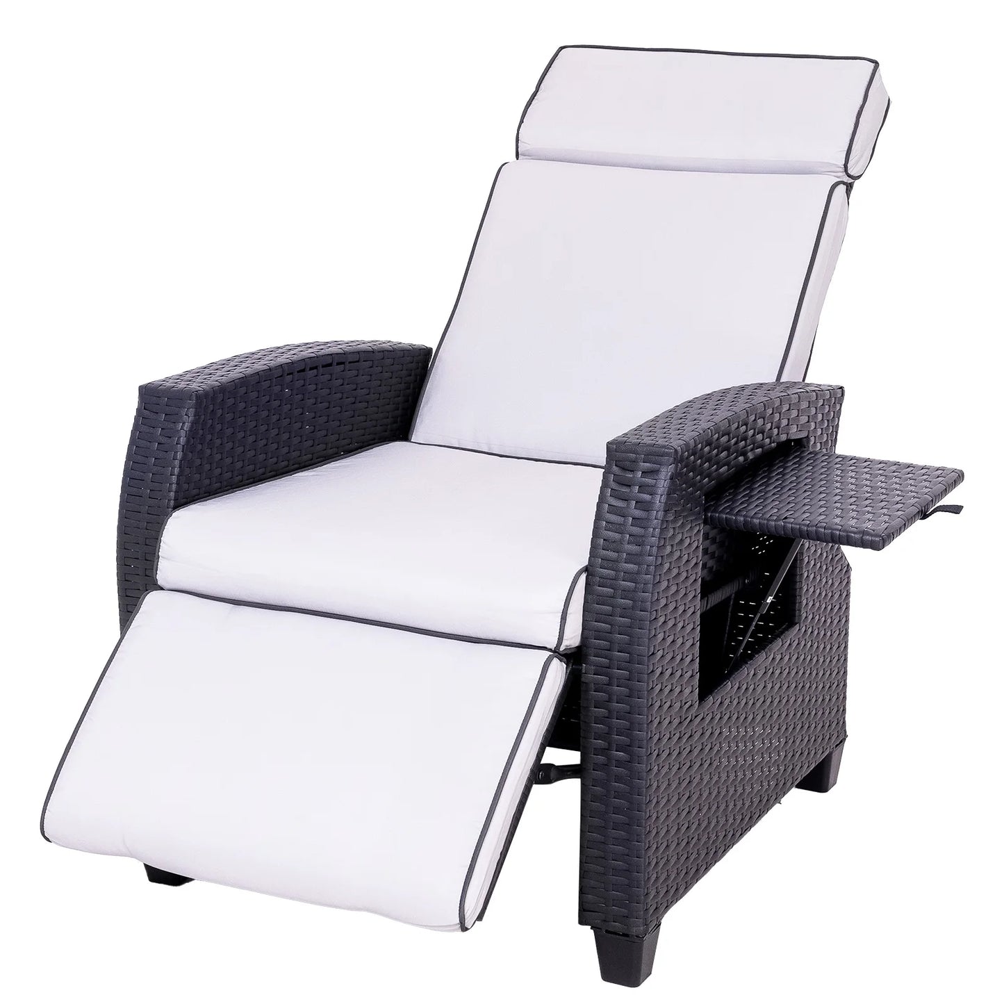 Tuinstoel – Tuinstoel – Loungestoel – Ligstoel – Balkonstoel – Verstelbare Rugleuning – Waterbestendig PE-Rattan Met Stalen Frame – Zwart