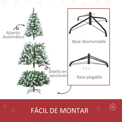 Homcom - Artificial Christmas Tree - Plastic Christmas Tree - Triumph Tree - PVC Leaf Tree - For Home Decoration, Garden, Shopping Mall and Restaurant - 1.8m - With Snow - Vegetable