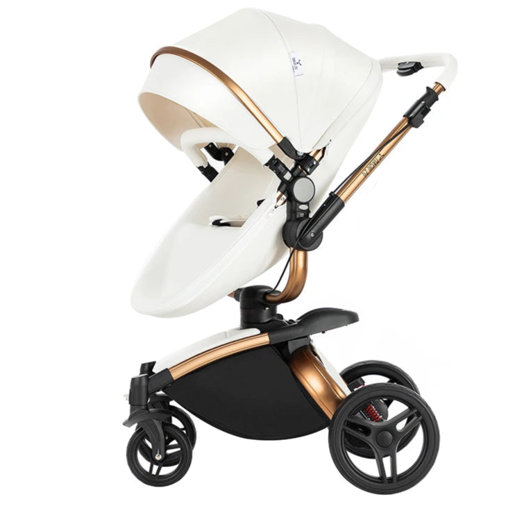 Kinderwagen - Babywagen - Buggy - Wandelwagen - 3-in-1 - met Reiswieg - en Autostoel - Opvouwbare Babystoel - Lichtgewicht - voor Baby's - en Peuters - Wit