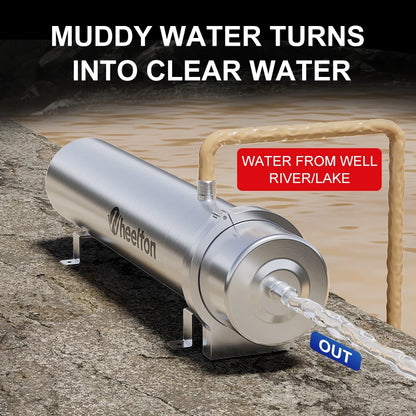 Ultrafiltratie Waterfilter – Waterzuiveraar – Waterfilter Systeem – Huiswaterfilter – Zonder Elektriciteit – RVS Behuizing – 3000 Liter Per Uur