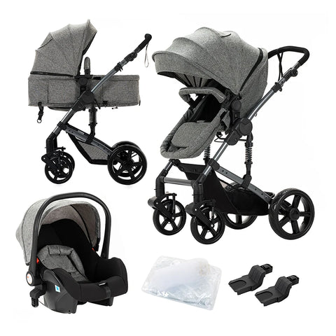 Kinderwagen – Wandelwagen - Opvouwbaar - Babywagen – 3-in-1 - Multifunctioneel - Lichtgewicht - Comfortabel - Veilig – Schokabsorptie - Grijs