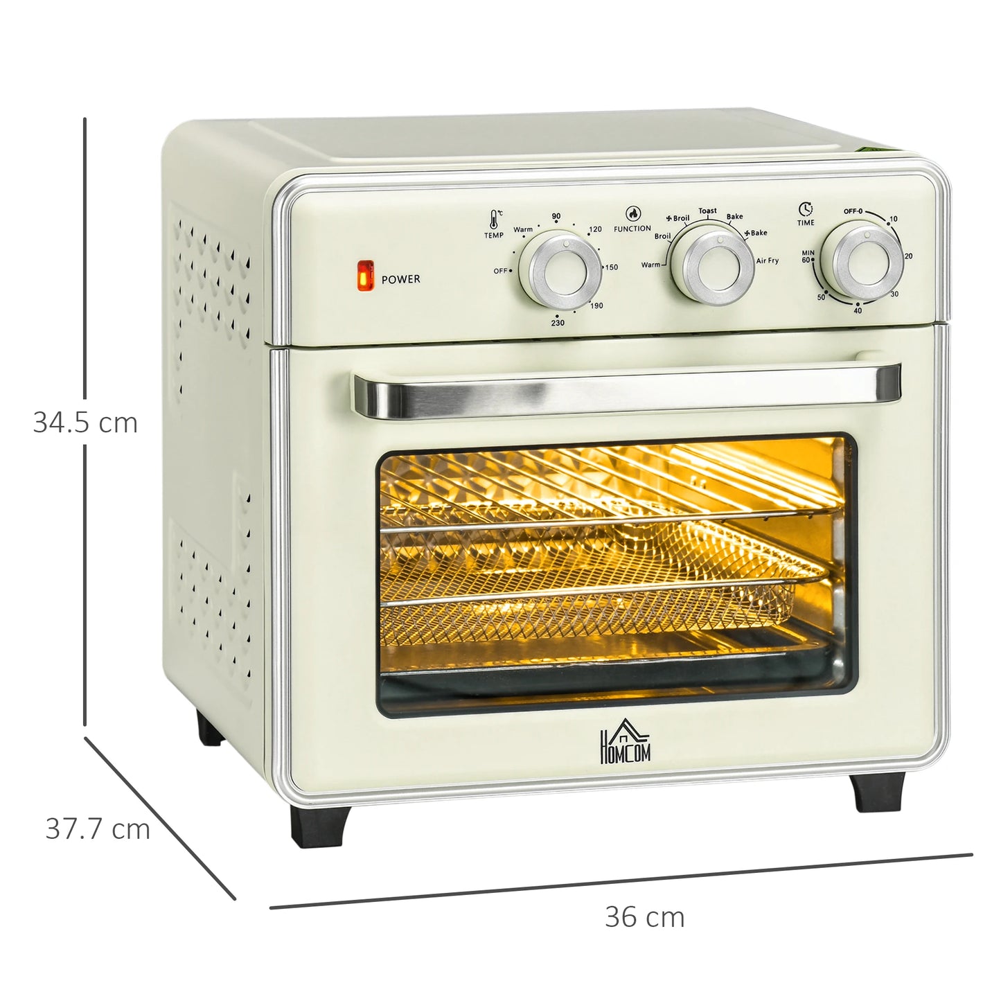 Mini oven with air circulation 20L, 7 in 1 pizza oven, baking pan set, French fry basket, breadcrumb pan, 1 hour timer, 1400 W