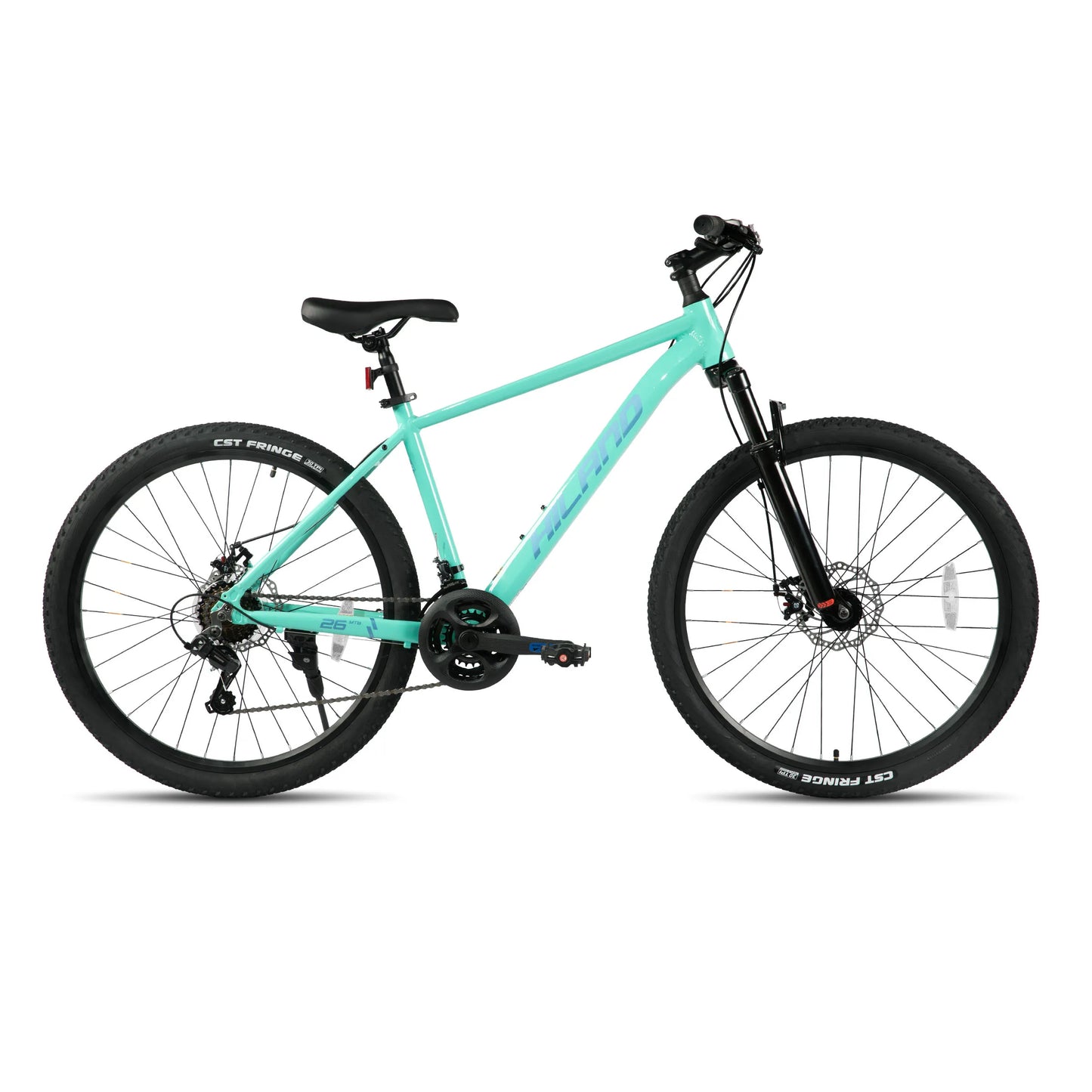 HILAND 26 inch aluminum alloy mountain bike for men and women, 21 speed bike with mechanical disc brakes, front suspension fork