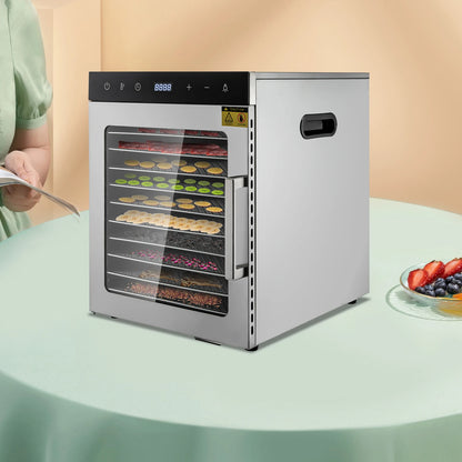 Voedseldroger – Voedsel Dehydrator – Fruitdroger – Snackdroger – Groentedroger – 12 Roestvrijstalen Trays – 800W Met Digitale Temperatuurregeling