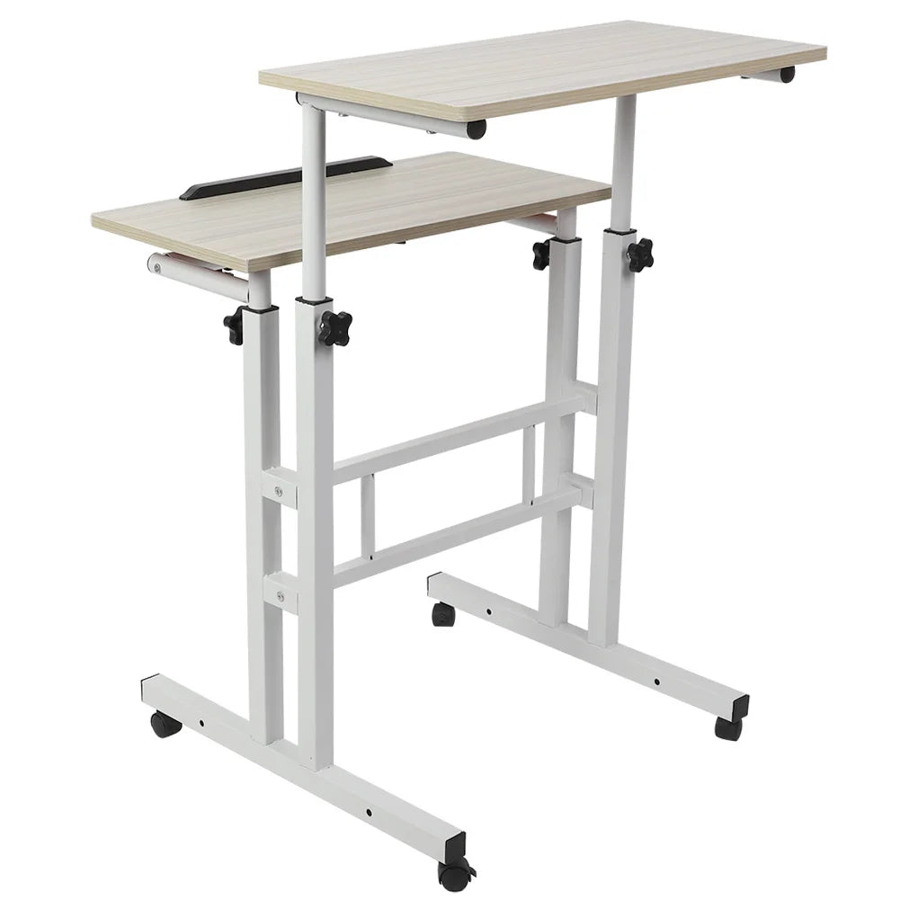 Laptoptafel - Laptoptafel Verstelbaar - Laptoptafel op Wielen - Computerbureau - Computertafel - 60cm - Rechthoekig