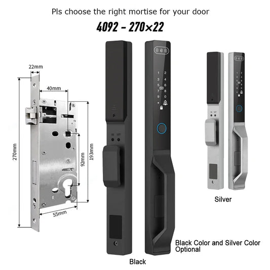 For Euro Mortise of 85/92 3D Face Recognition Smart Door Lock Tuya App Control IP68 Waterpoof Wifi Eletric Digital Smart Lock - QUORE