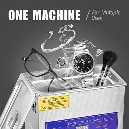 Ultrasoon Reiniger - Reinigingsapparaat voor Brillen - Reinigingsmachine - 10L met Digitaal Display en Verwarming – RVS Reinigingsapparaat voor Thuis en Professioneel Gebruik
