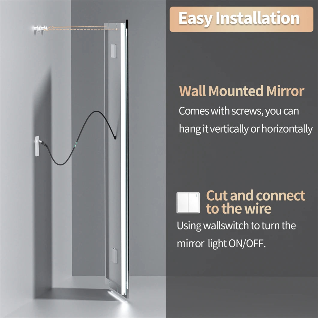 Badkamerspiegel - met LED - Spiegel - Smart Spiegel - Badkamerspiegel met Verlichting - Anti-fog - Dimbaar - Backlit + Front Lit - Digitale Weergave - met Bluetooth - Wandmontage - Waterdicht - Energiezuinig - 1400x700mm - QUORE